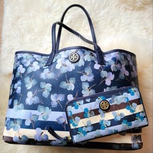 Tory Burch Kerrington Tote Primula Stripe w/matching Continental Wallet